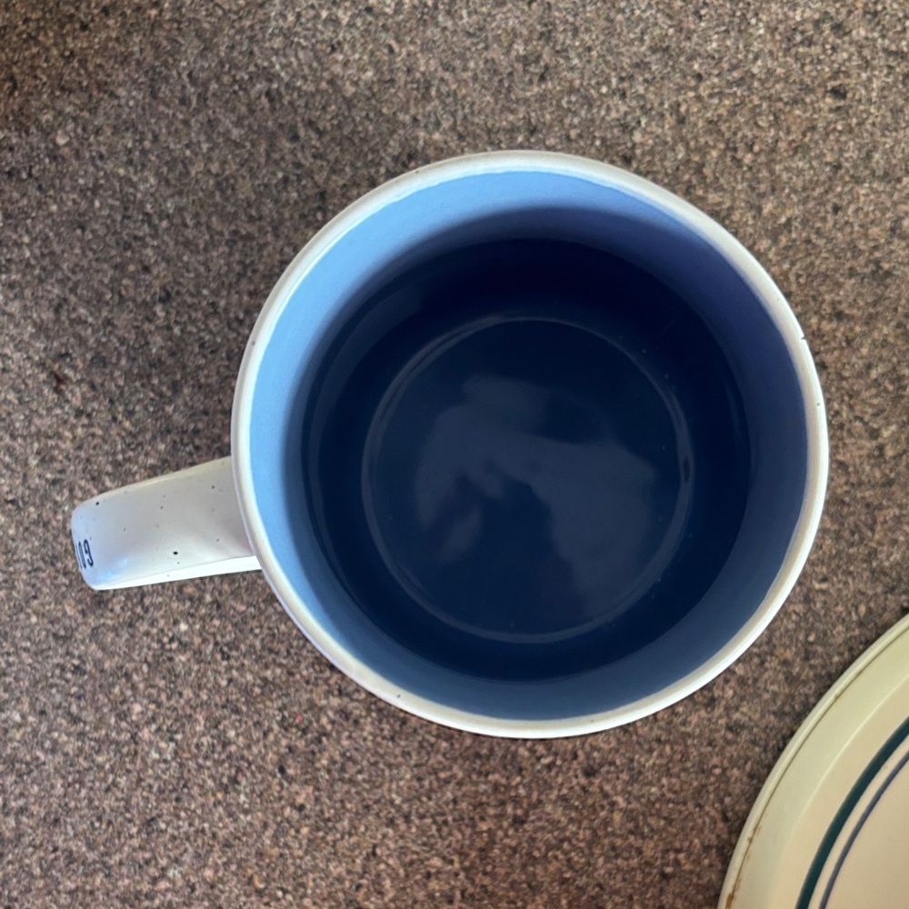 Bohemian Traders Mug with Eye Design - Cream, Blue, and Red - Picture 4 of 5